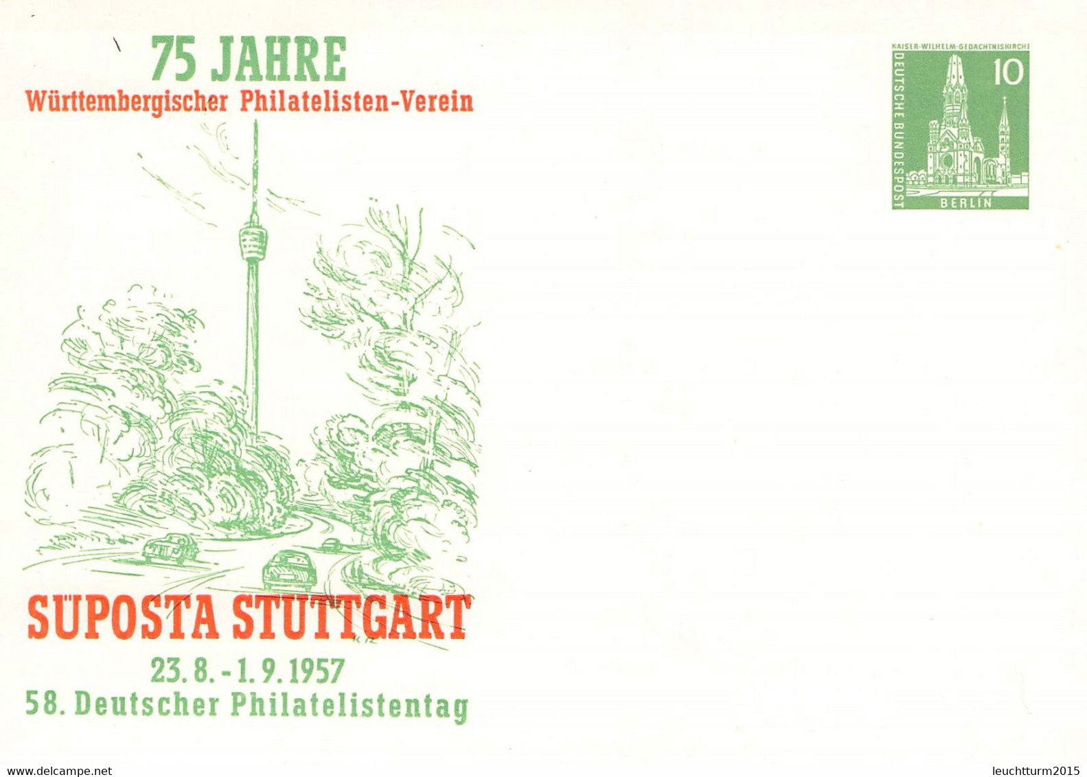 BERPSTE 10 PF SUPOSTA STUTTGART 1957 / 4-7 - Postales Privados - Nuevos