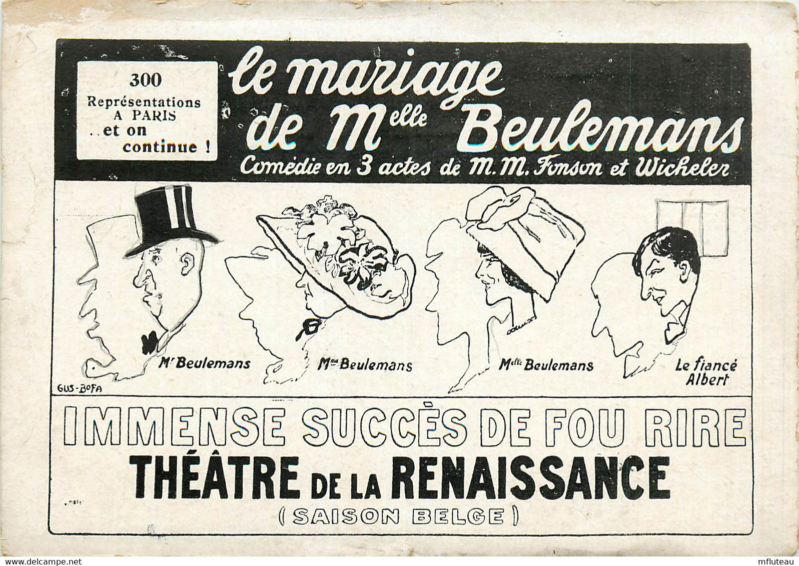 75* PARIS (10)  Theatre De La Renaissance – Mariage De Mme Beulemans          RL27,0538 - District 10