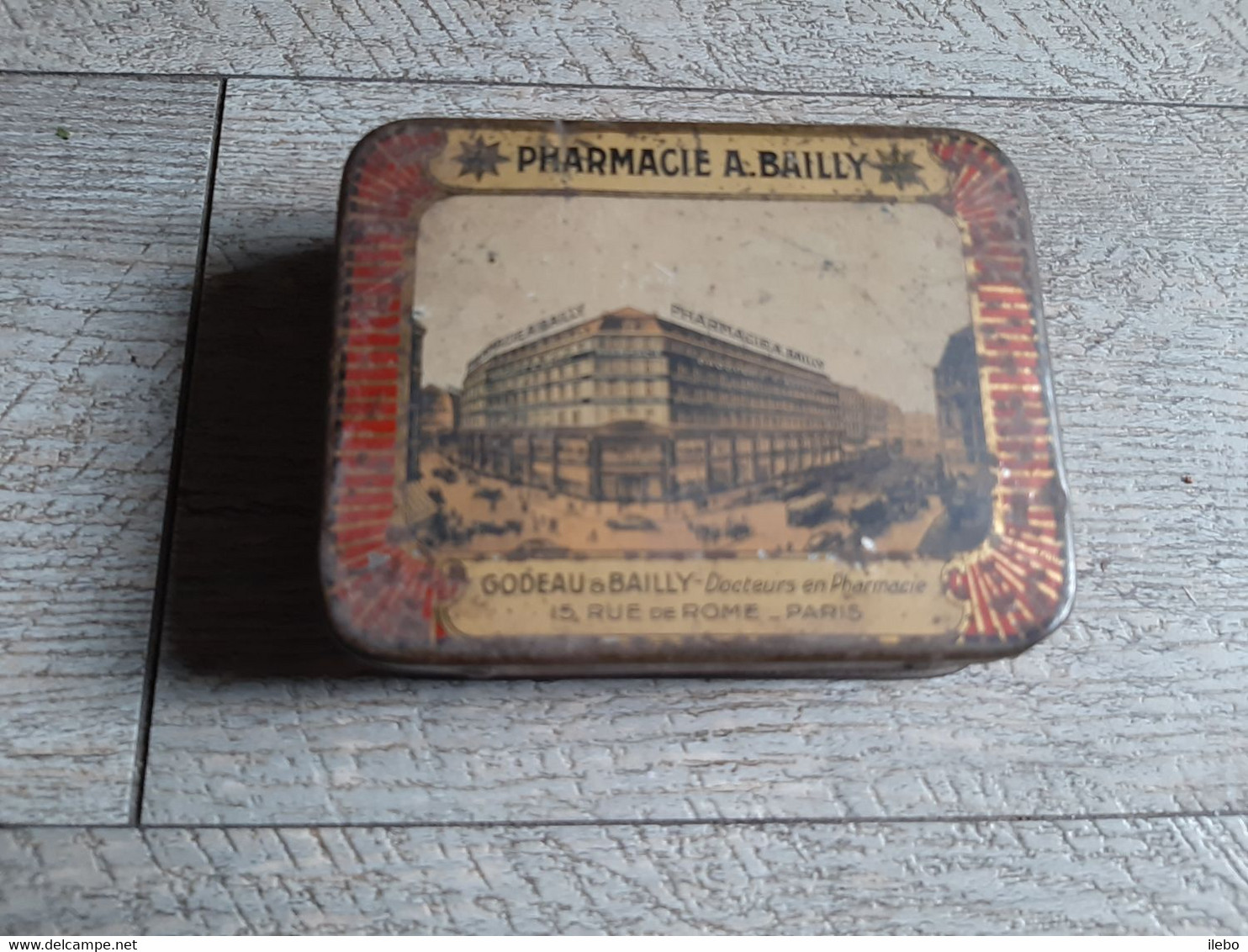 Boite Ancienne Métal Pharmacie Bailly Rue De Rome Paris Suppositoires - Boîtes