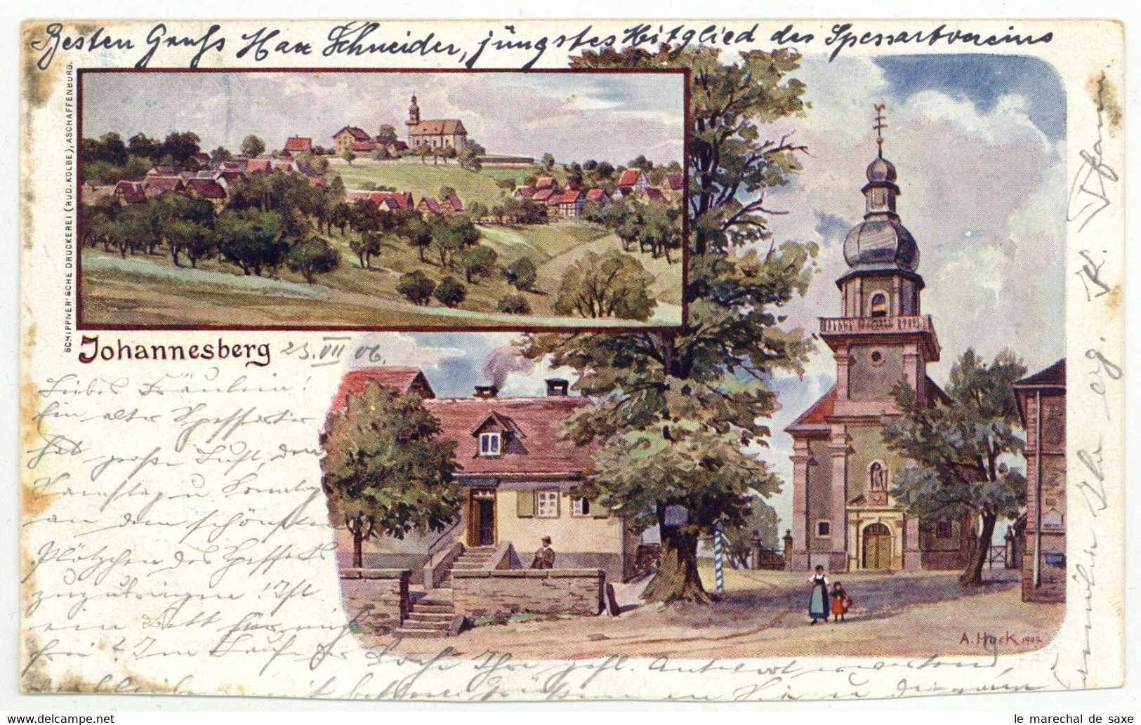 Litho GRUSS Aus JOHANNESBERG Lkr. Aschaffenburg 1900 - Aschaffenburg