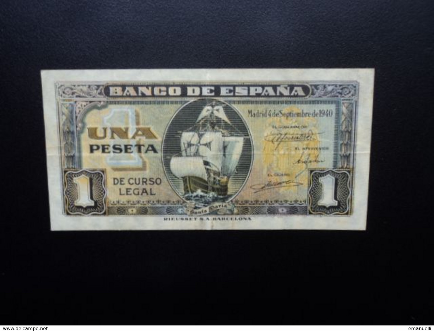 ESPAGNE * : 1 PESETA  4.9.1940     CB 117 / CMB 437 / P 122a      TTB à TTB+  ** - 1-2 Pesetas