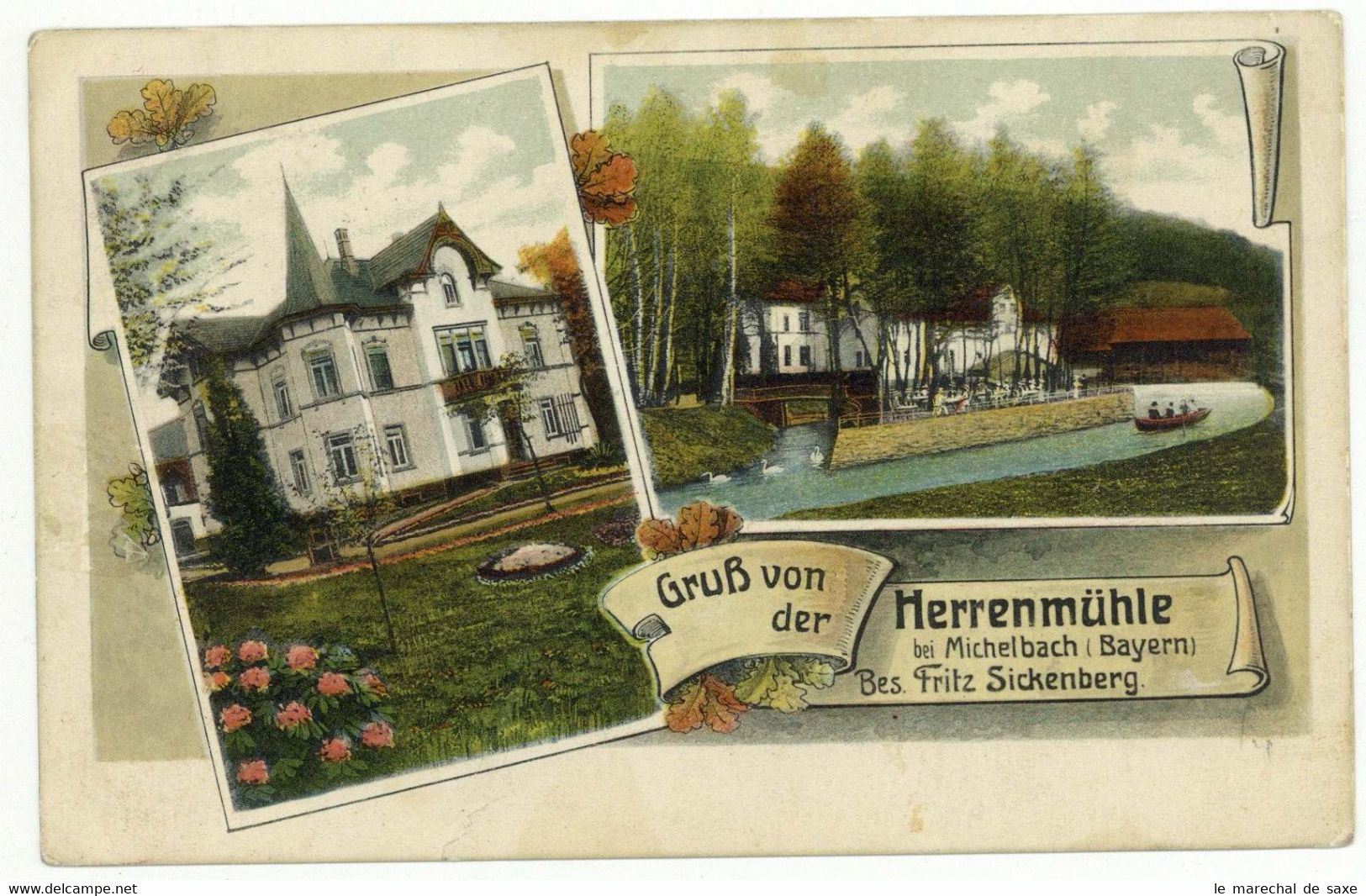 Litho GRUSS Von Der Herrenmühle Michelbach Alzenau Kahlgrund Ca 1911 - Aschaffenburg