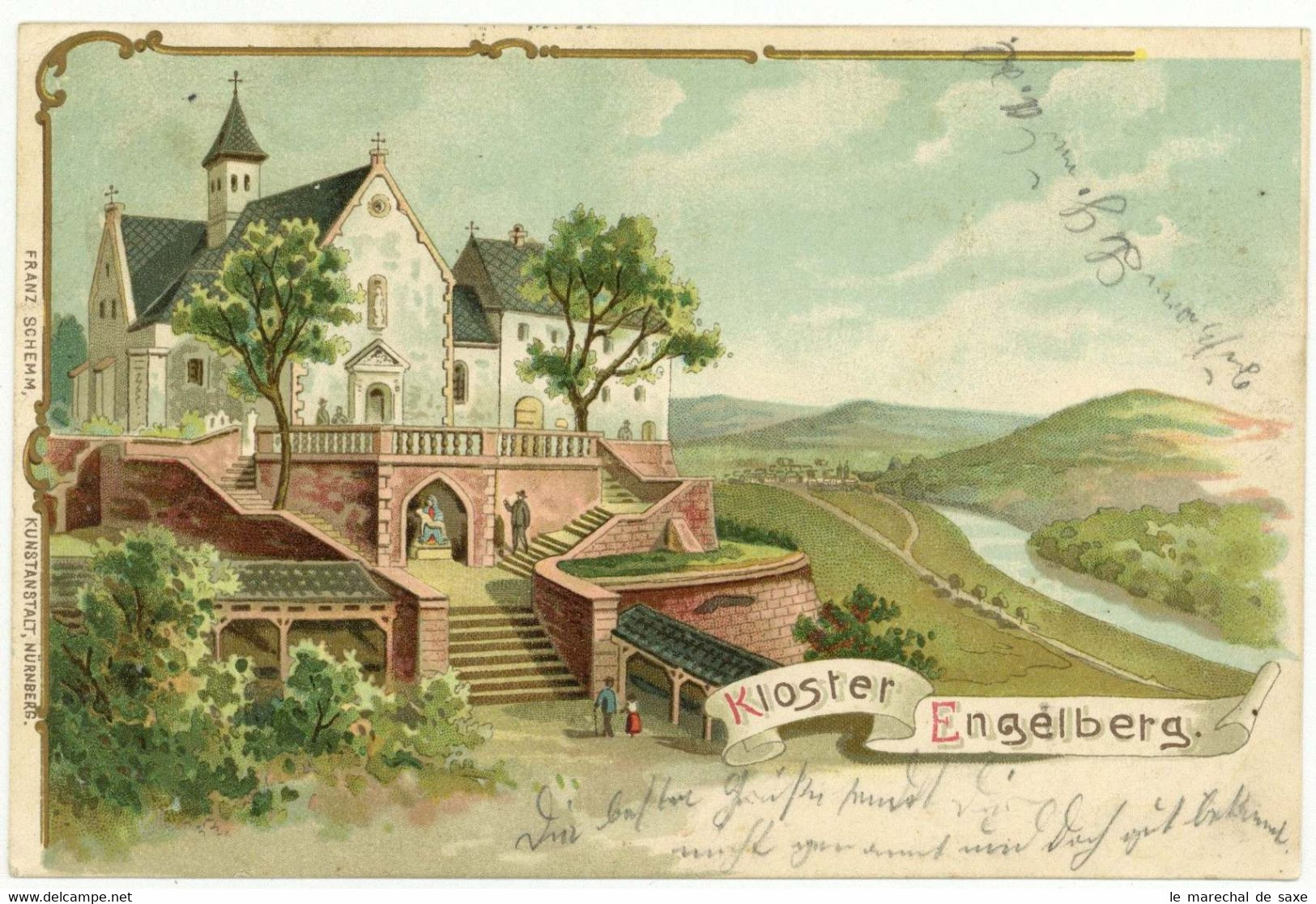 Litho Kloster Engelberg Großheubach Unterfranken Miltenberg 1909? - Aschaffenburg