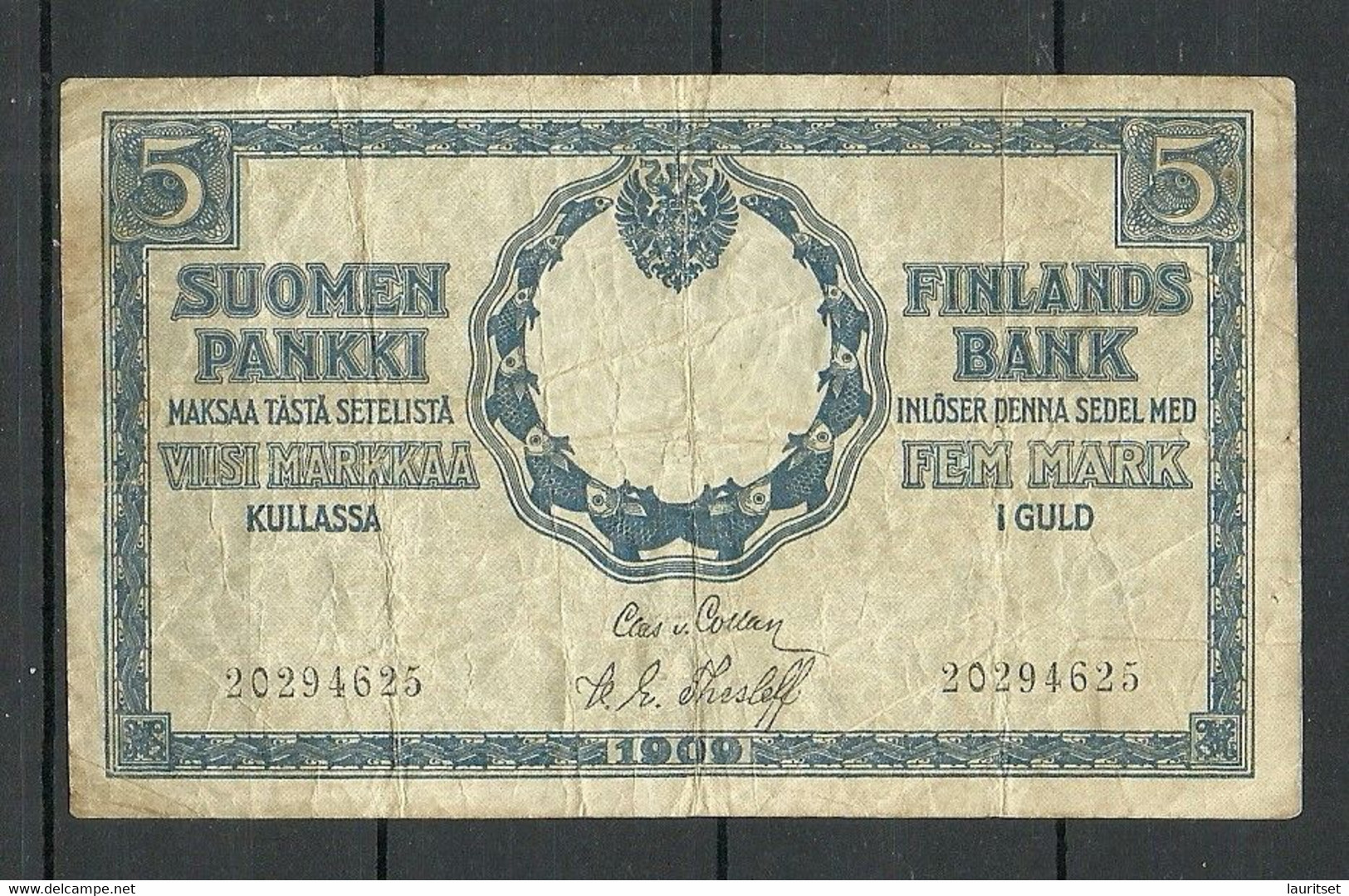 FINLAND FINNLAND 1909 - 5 Markkaa In Gold Bank Note Banknote - Finlande