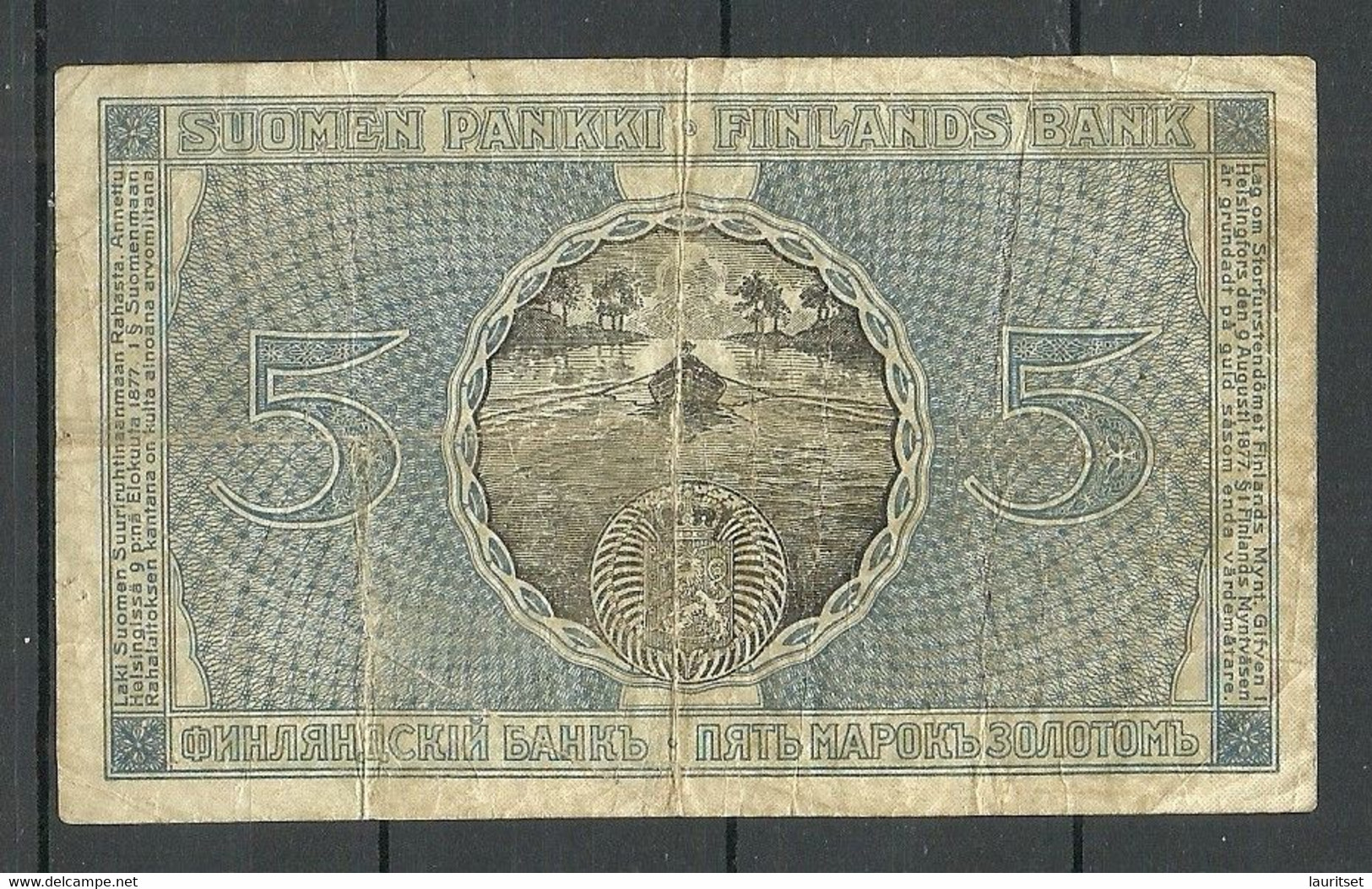 FINLAND FINNLAND 1909 - 5 Markkaa In Gold Bank Note Banknote - Finlande