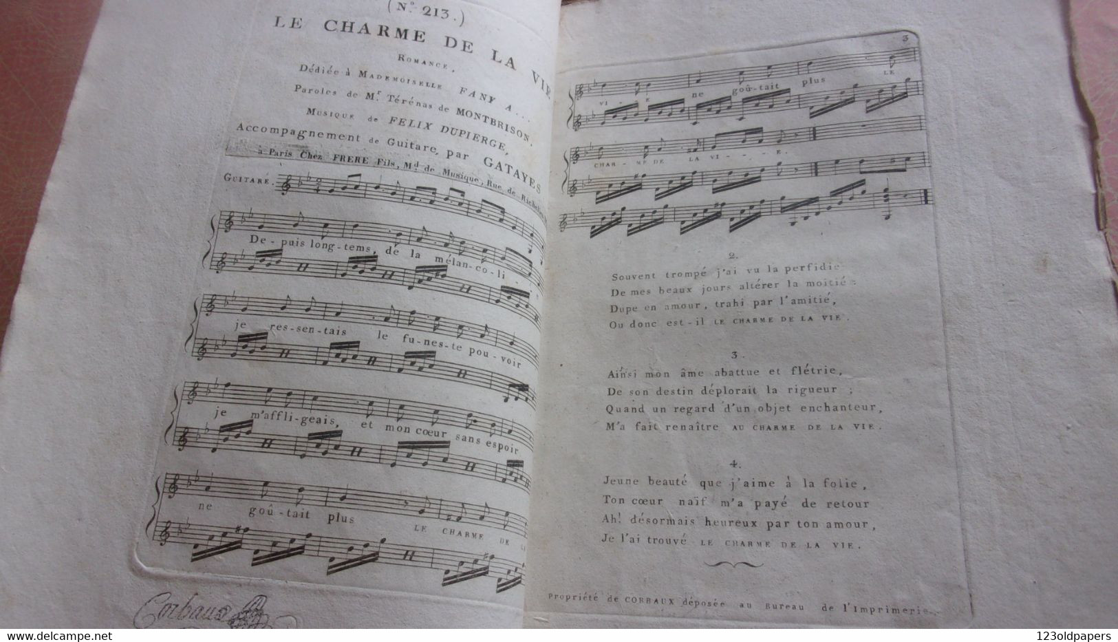 PARTITION ORIGINALE 1818 1819 ARIETTES GUITARE LYRE BROCHEE D EPOQUE TIMBRE ROYAL