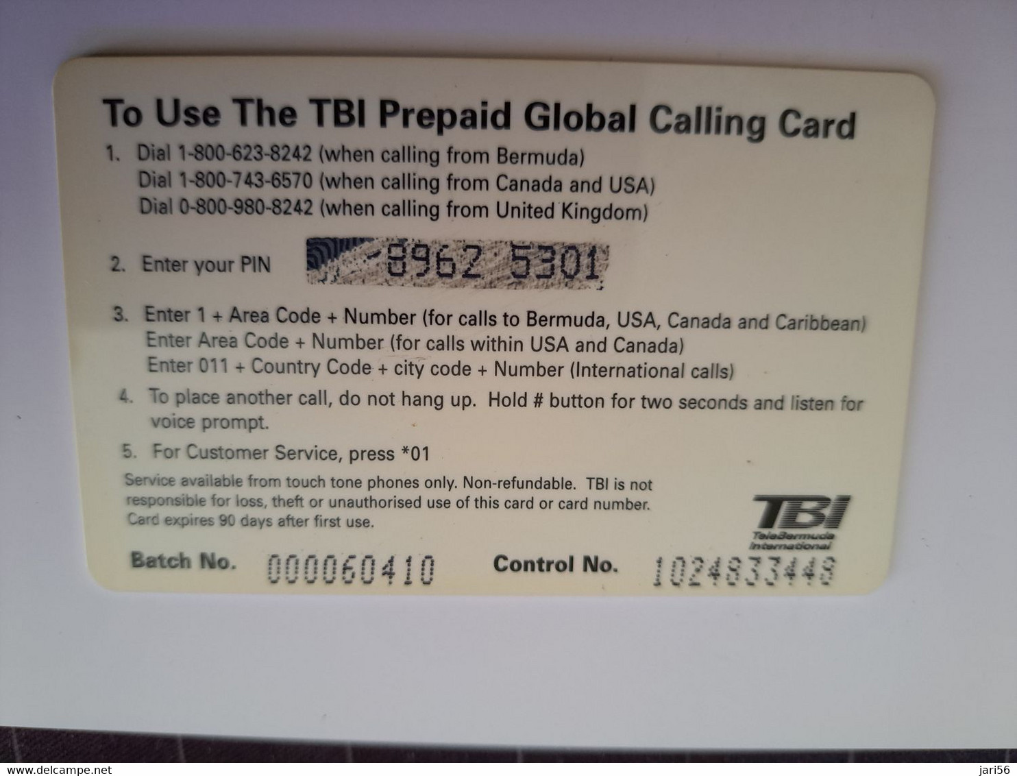 BERMUDA  $ 10,-  TBI / GEORGES TOWN  BERMUDA  / WHITE   VALUE   /   PREPAID CARD  Fine USED  **11312** - Bermudas
