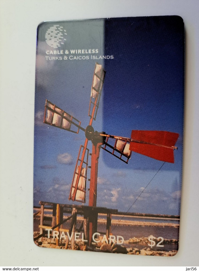 TURKS & CAICOS ISLANDS $ 2,-  TRAVEL CARD/ WINDMILL   31MAY 1998 Prepaid   (RRR)  MINT CARD  **11318** - Turks E Caicos (Isole)