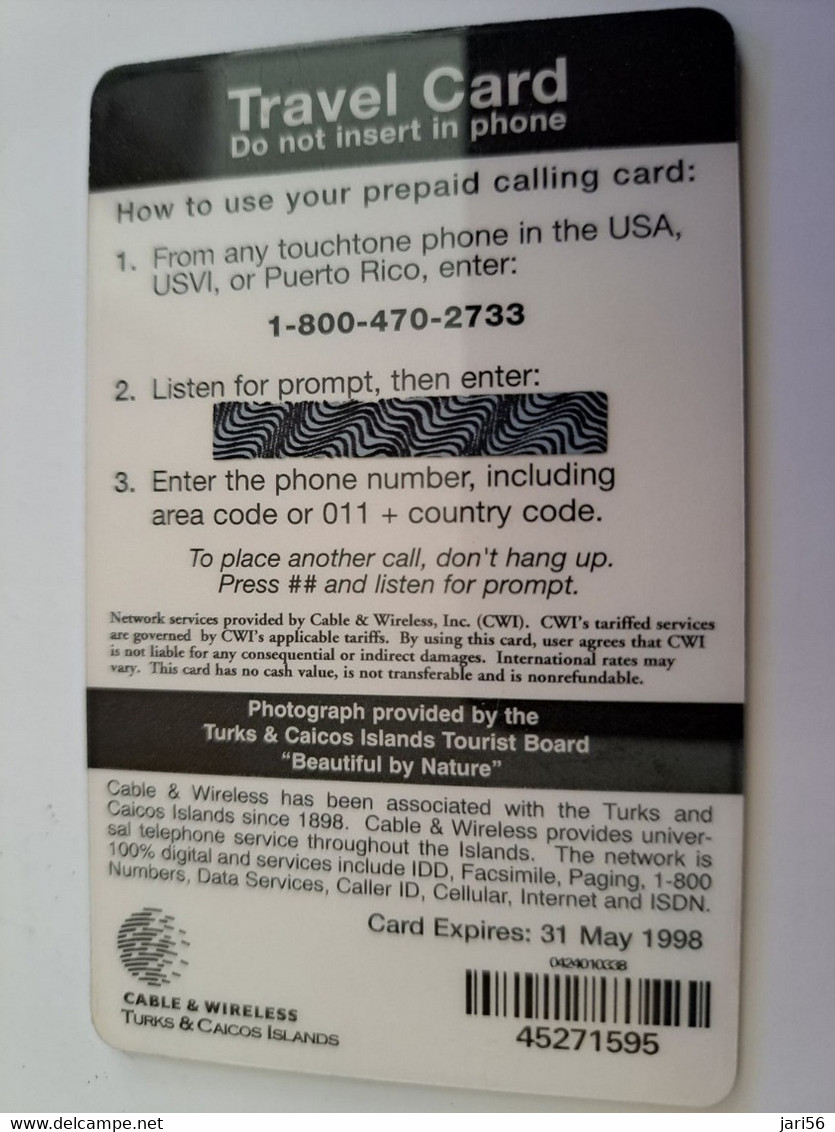 TURKS & CAICOS ISLANDS $ 2,-  TRAVEL CARD/ WINDMILL   31MAY 1998 Prepaid   (RRR)  MINT CARD  **11318** - Turks & Caicos (I. Turques Et Caïques)