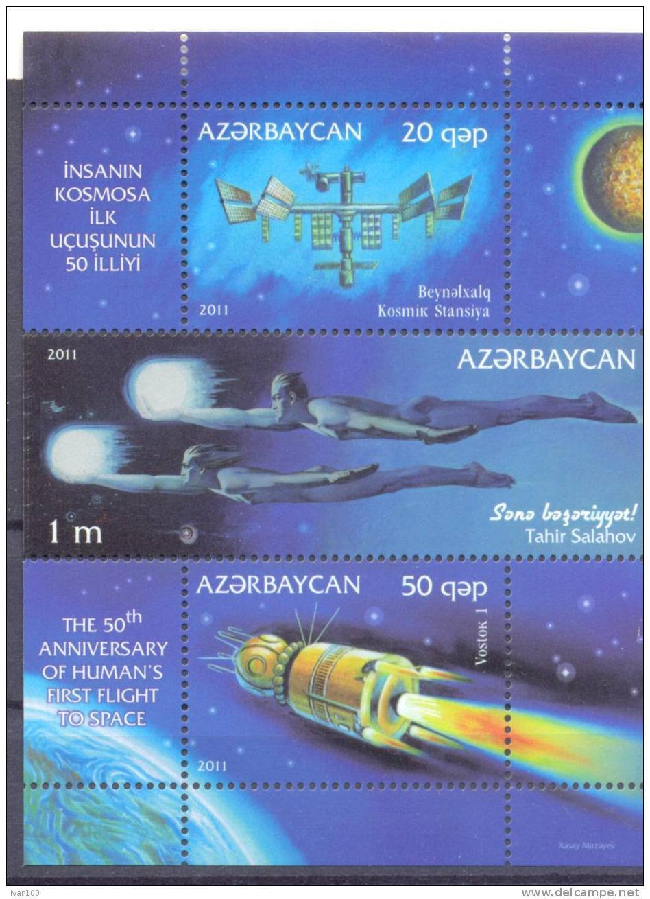 2011. Azerbaijan, 50y Of Flight Of Y. Gagarin, S/s, Mint/** - Azerbeidzjan