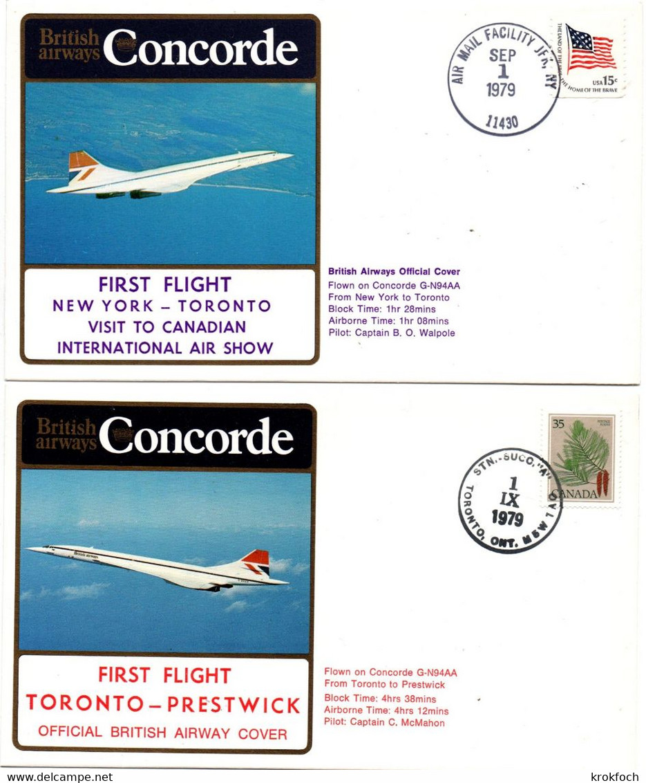 New York Toronto Prestwick 1979 - Concorde BA - First Flight 1er Vol Erstflug - Canadian Air Show - Scotland Ecosse - Premiers Vols