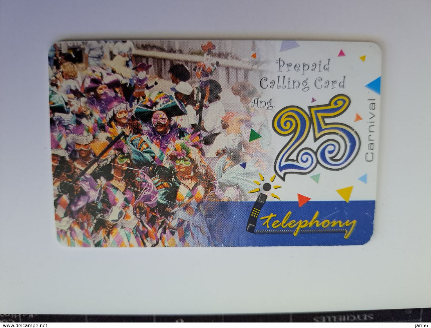 CURACAO NAF 25,-   BELKAART / I TELEPHONY / CARNIVAL /   THICK CARD   USED CARD     ** 11338** - Antillas (Nerlandesas)