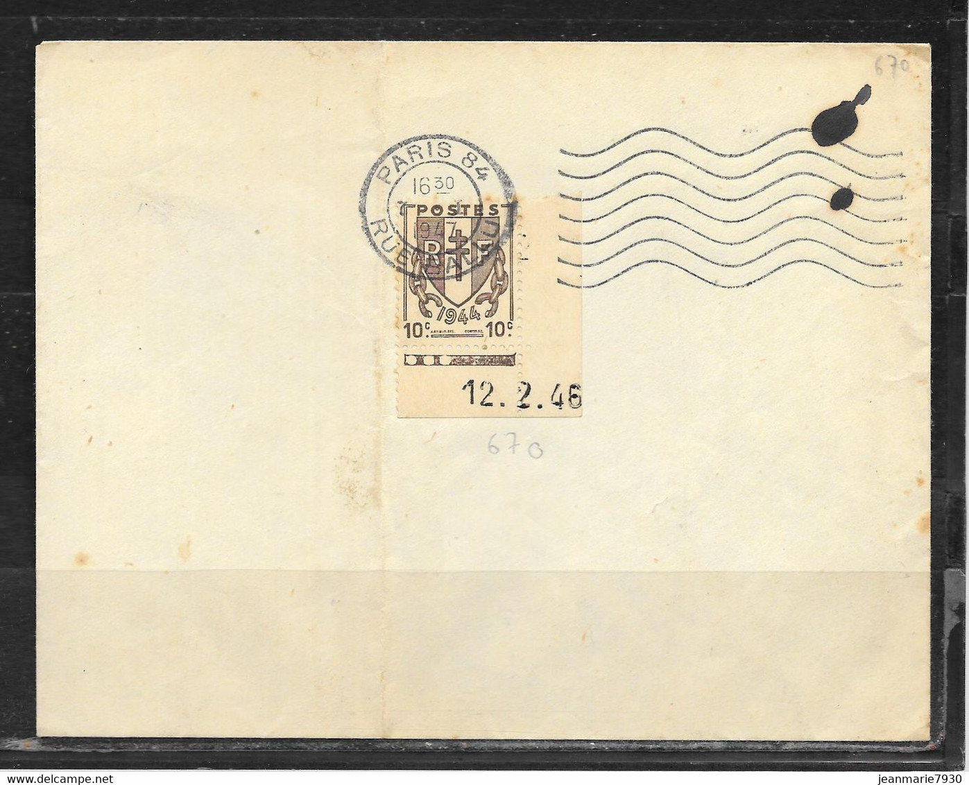 LOT 2210043 - N° 670 MILLESSIME SUR LETTRE DE PARIS DU 07/07/47 - 1921-1960: Modern Period