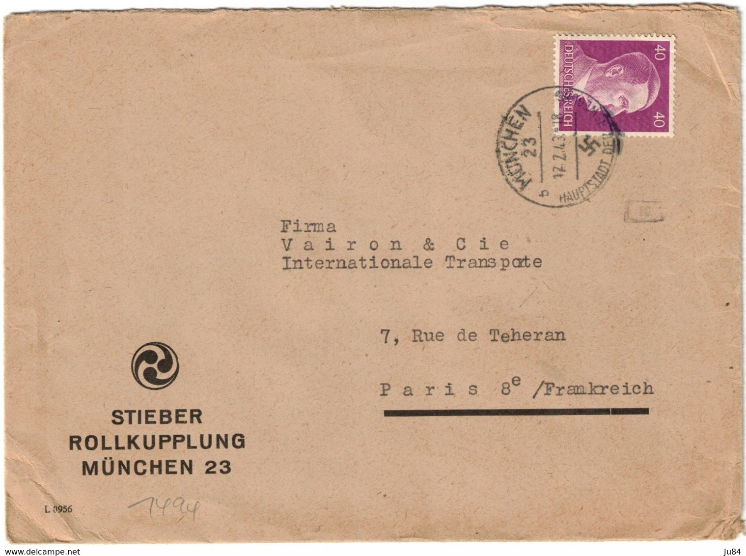 Allemagne - Munich - München - Lettre Pour Paris (France) - Contrôle Allemand - 2nd Guerre Mondiale - 12 Février 1943 - Covers & Documents
