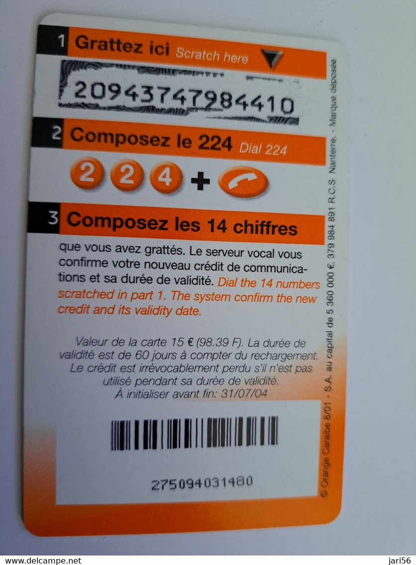 Phonecard St Martin French  ORANGE / 15 UNITS / DATE 31/07/04 USED  CARD   **11348  ** - Antillen (Frans)