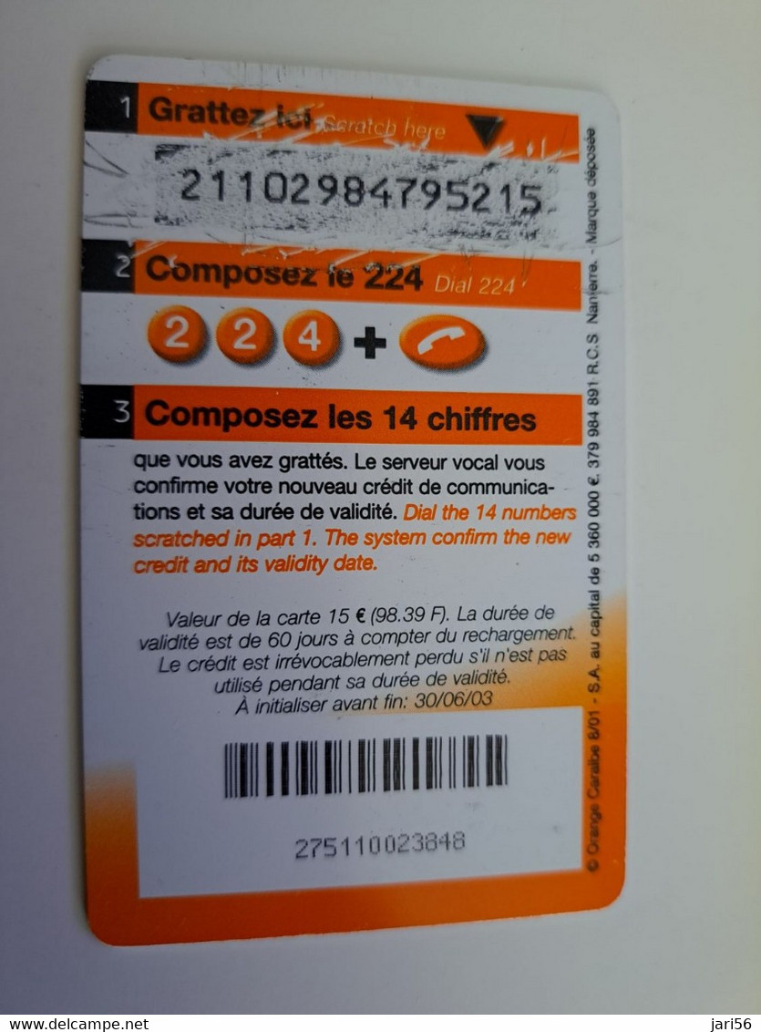 Phonecard St Martin French  ORANGE / 15 UNITS / DATE  / 30/06/03 /  USED  CARD   **11351 ** - Antillen (Frans)