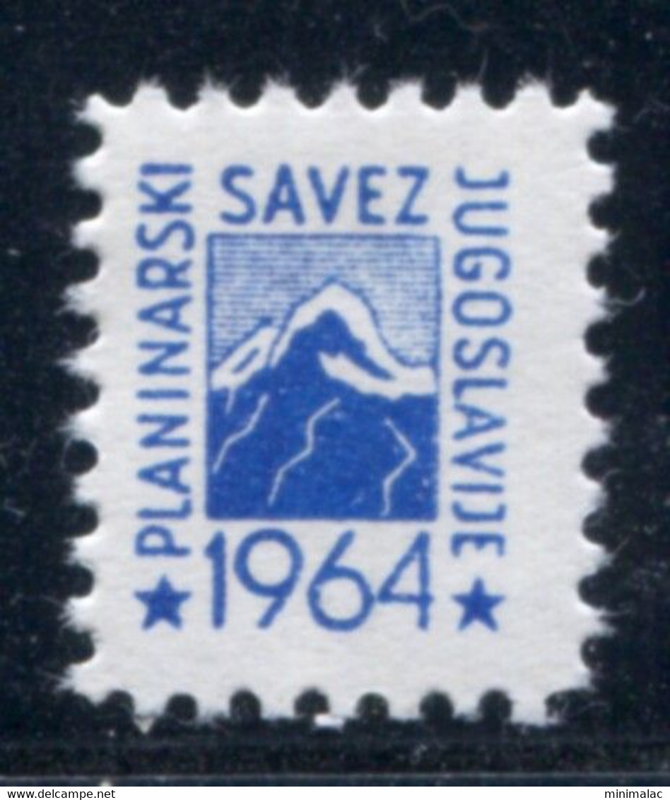 Yugoslavia 1964, Stamp For Membership Mountaineering Association Of Yugoslavia, Revenue, Tax Stamp, Cinderella, Blue MNH - Service