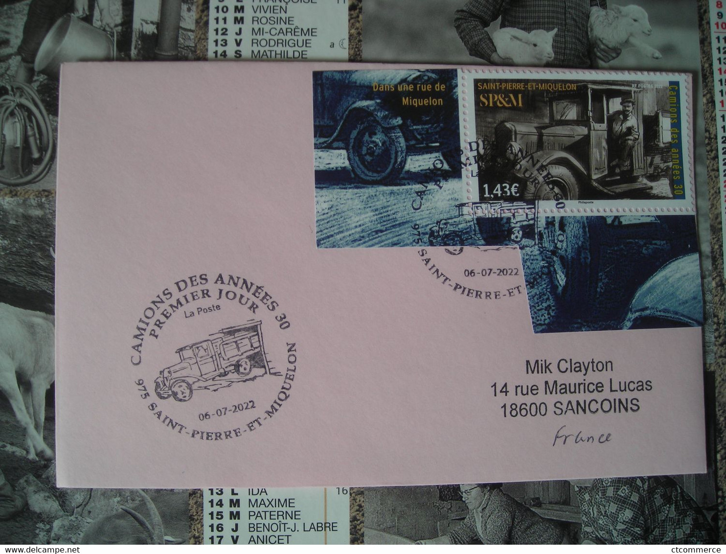 St Pierre Et Miquelon FDC 6.7.22 Camions Des Années 30, (1) - Lettres & Documents