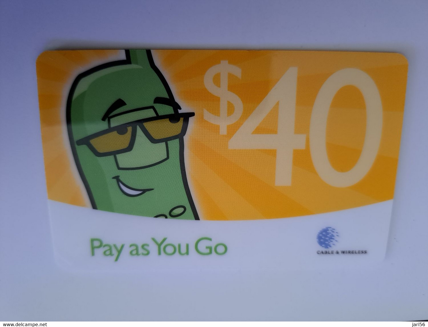 ST VINCENT & GRENADINES   $40,-  PAY AS YOU GO   Prepaid  THICK CARD    Fine Used Card  ** 11358** - St. Vincent & The Grenadines