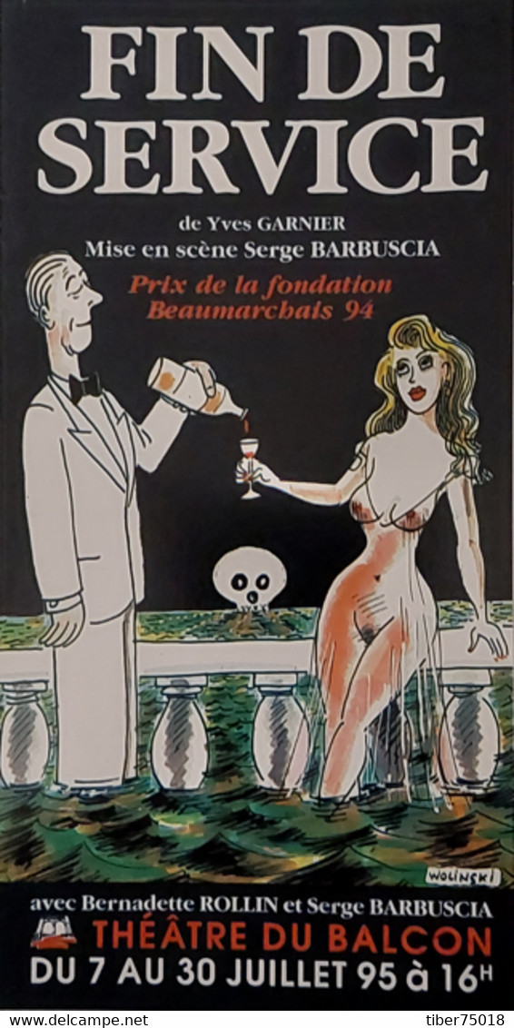 Carte Postale (10,5 X 21) Fin De Service (Théâtre Du Balcon - Avignon) Illustration : Wolinski - Wolinski