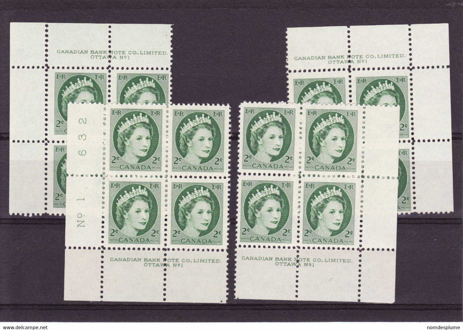 7845) Canada QE II Wilding Block Set Mint No Hinge Plate 1 - Plate Number & Inscriptions
