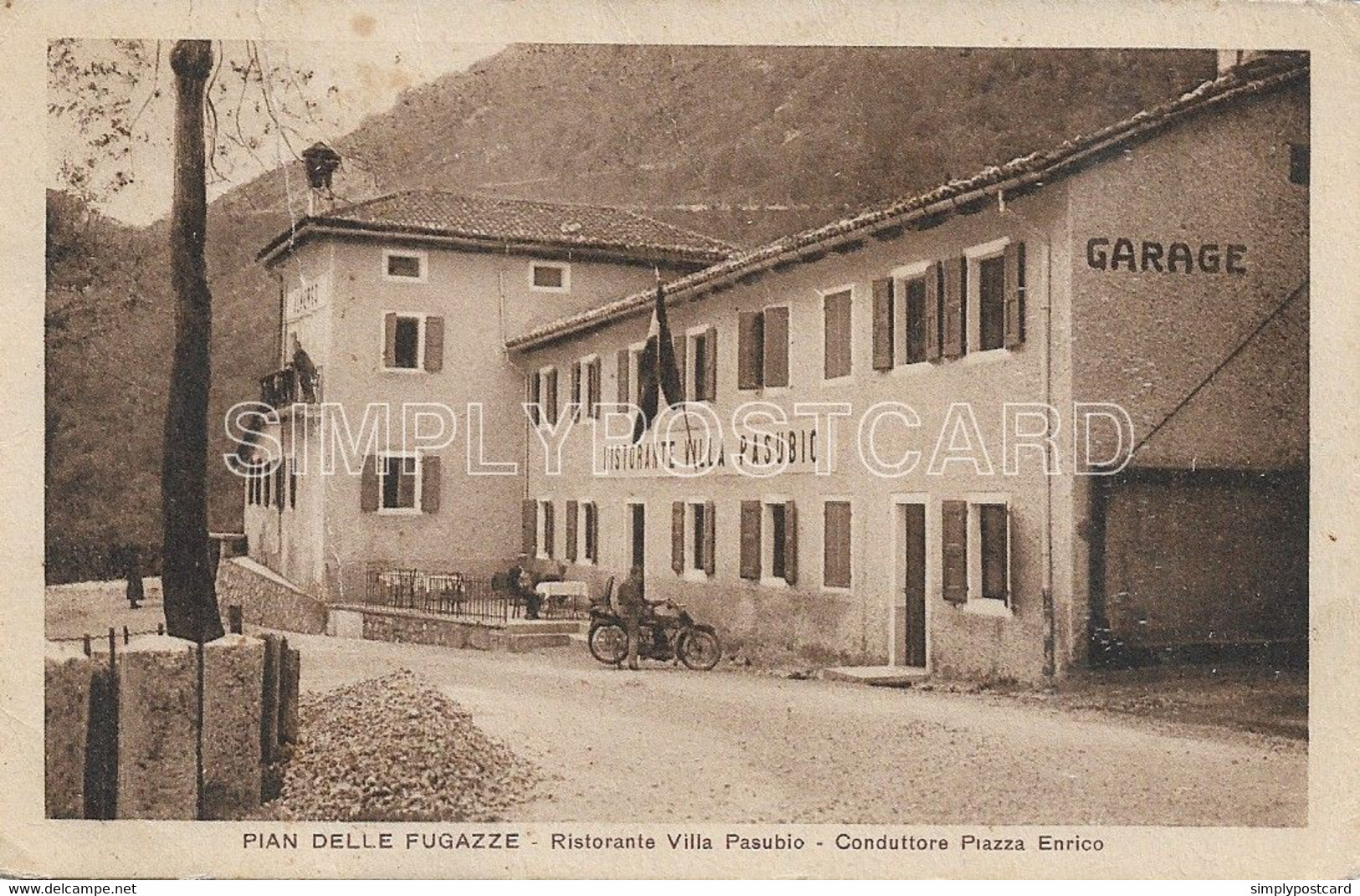 CARTOLINA PIAN DELLE FUGAZZE - RISTORANTE VILLA PASUBIO - CONDUTTORE PIAZZA ENRICO - ANIMATA , F.P. VIAGGIATA 1935 - T32 - Vicenza