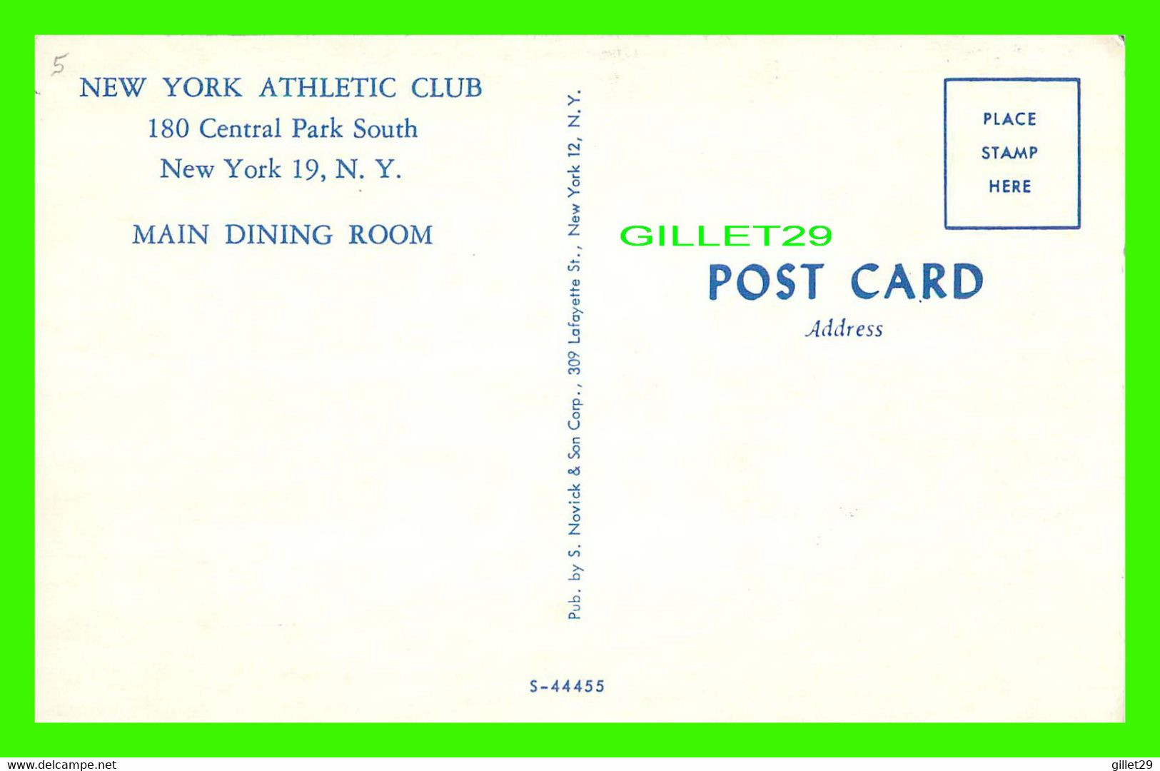 NEW YORK CITY, NY - NEW YORK ATHLETIC CLUB ON CENTRAL PARK SOUTH - MAIN DINING ROOM - - Cafés, Hôtels & Restaurants