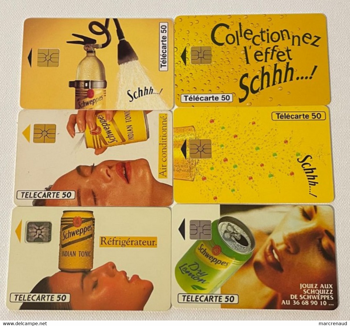 6 Télécartes Schweppes - Alimentación