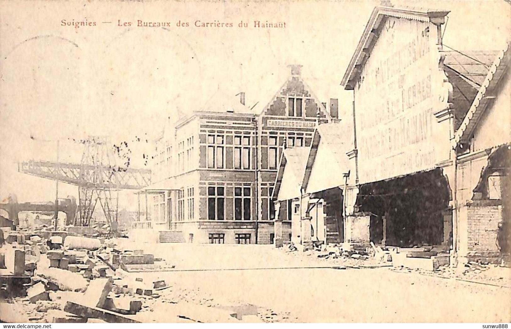 Soignies - Les Bureaux Des Carrières Du Hainaut (censure 1917 Germania Nouvelles De Soltau) - Soignies