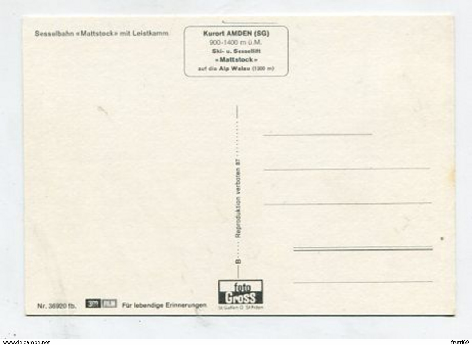 AK 079570 SWITZERLAND - Amden - Sesselbahn Mattstock Mit Leistkamm - Amden