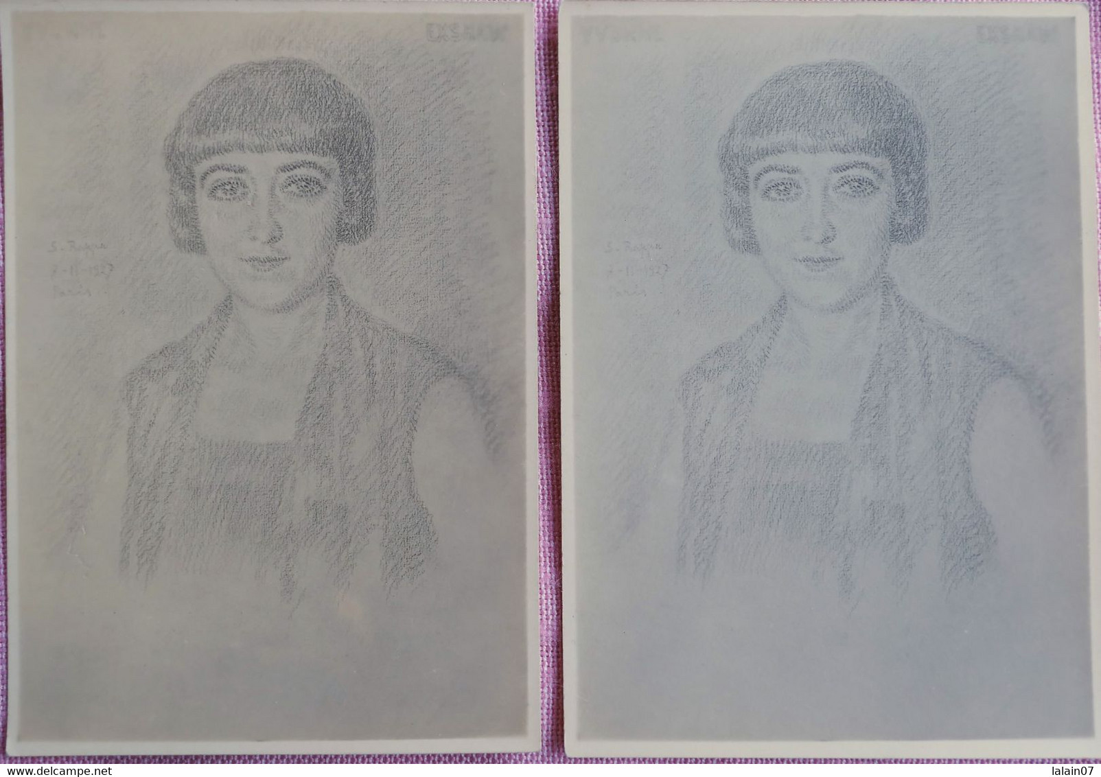 Deux Petits Dessins Au Fusain Représentant Une Dame, Dimensions : 12 Cm Sur 8,5 Cm - Dessins