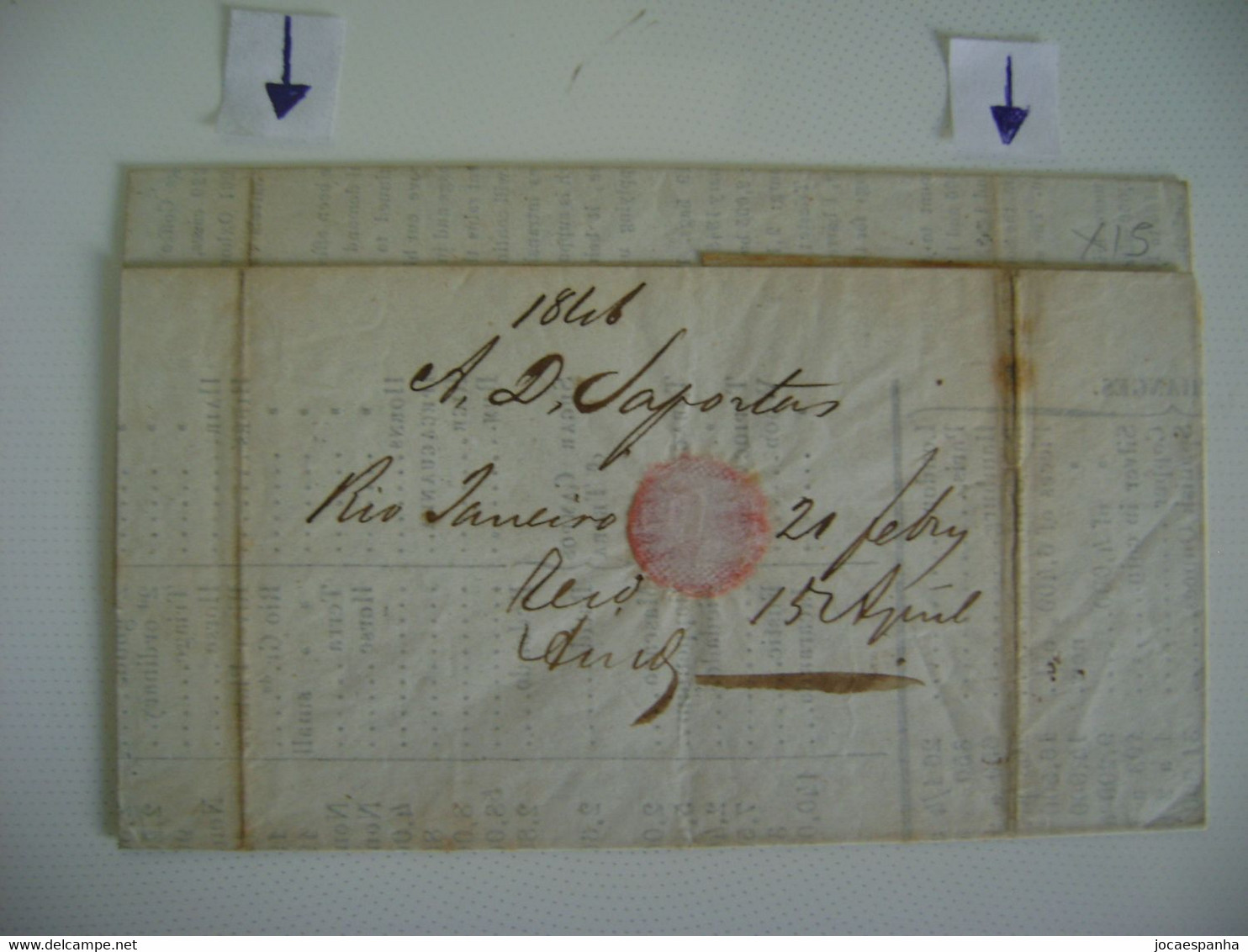 BRAZIL / BRASIL - MARITIME LETTER WITH POSTAL MARK SENT FROM RIO DE JANEIRO TO LONDON IN 1846 IN THE STATE - Covers & Documents