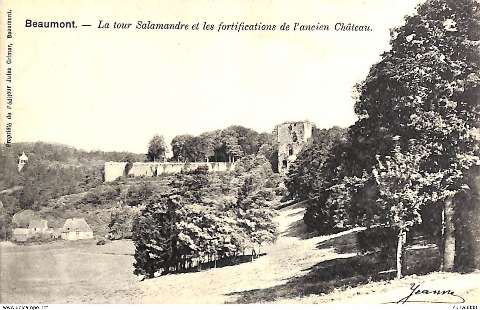 Beaumont - La Tour Salamandre Et Les Fortifications De L'ancien Château Griffe Solre St Gery 1901 - Beaumont