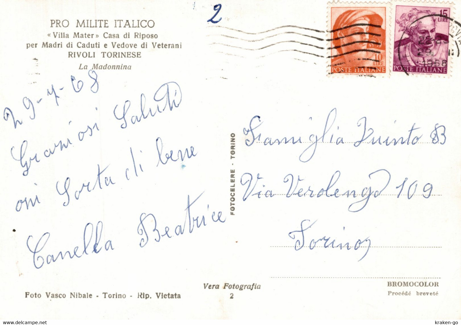 RIVOLI, Torino - Villa Mater - Pro Milite Italico - VG - #138 - Rivoli