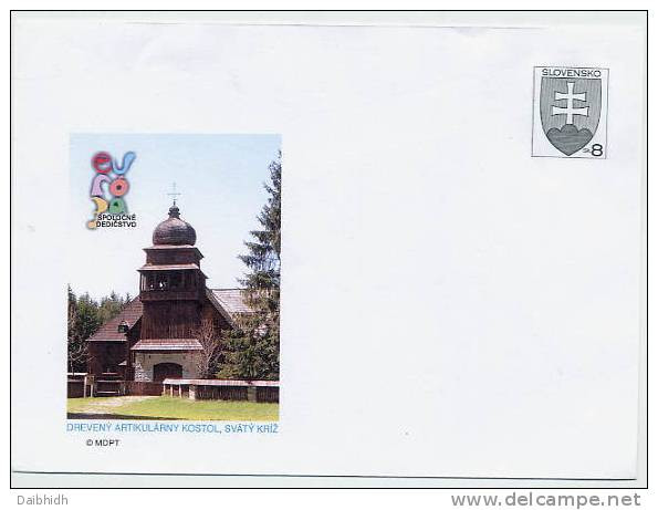 SLOVAKIA 2001 8 Sk Arms Envelope With Illustration: Church - Sobres
