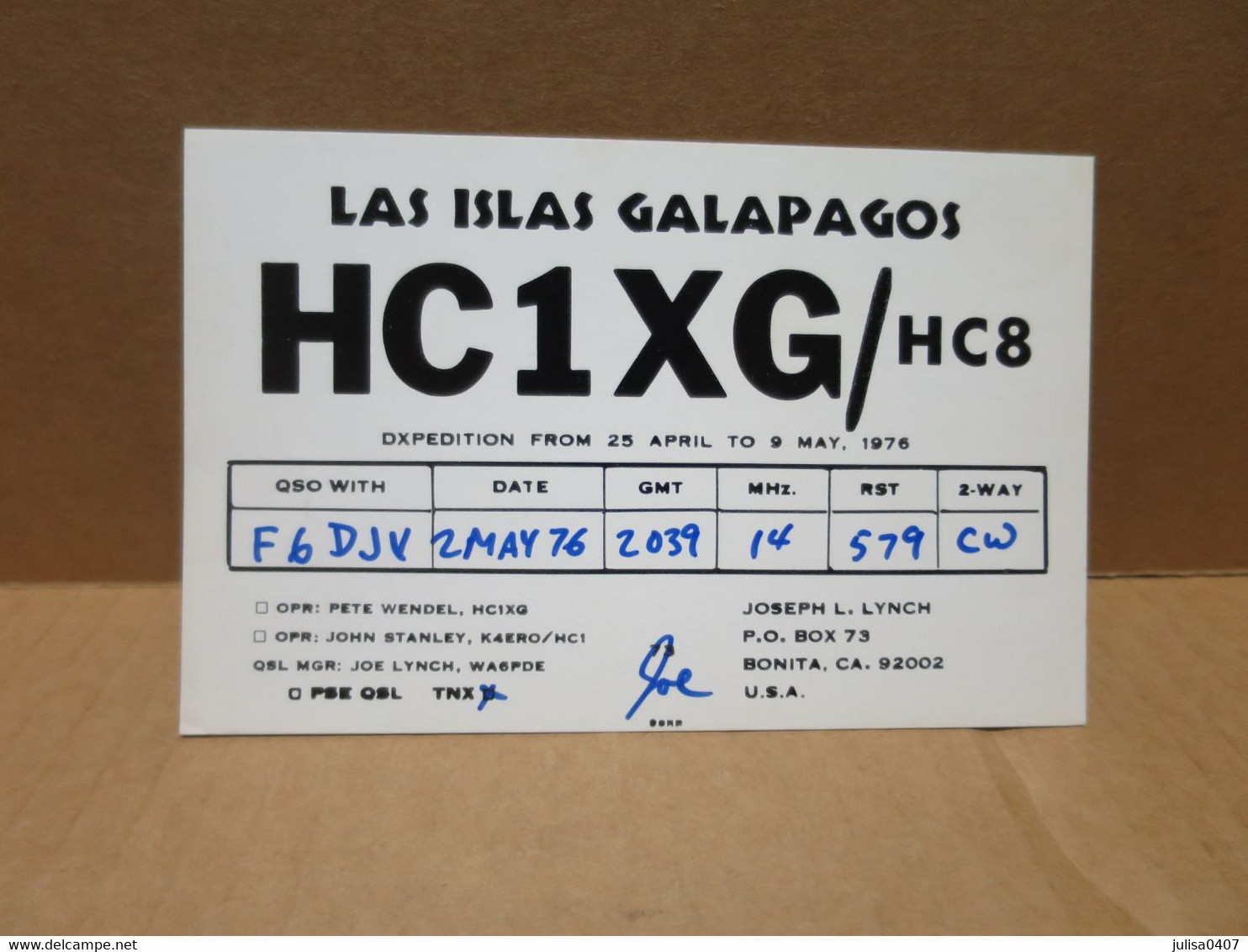 ILES GALAPAGOS (Equateur) Carte Radio Amateur - Equateur