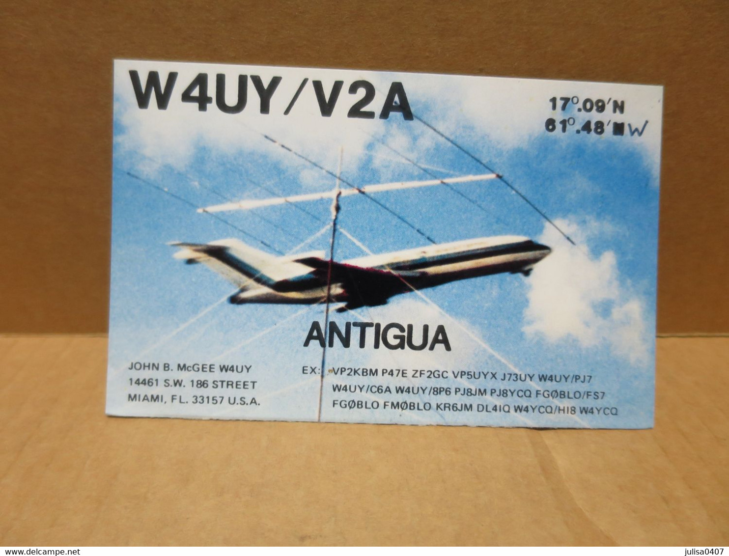 ANTIGUA Carte Radio Amateur AVIATION - Antigua & Barbuda