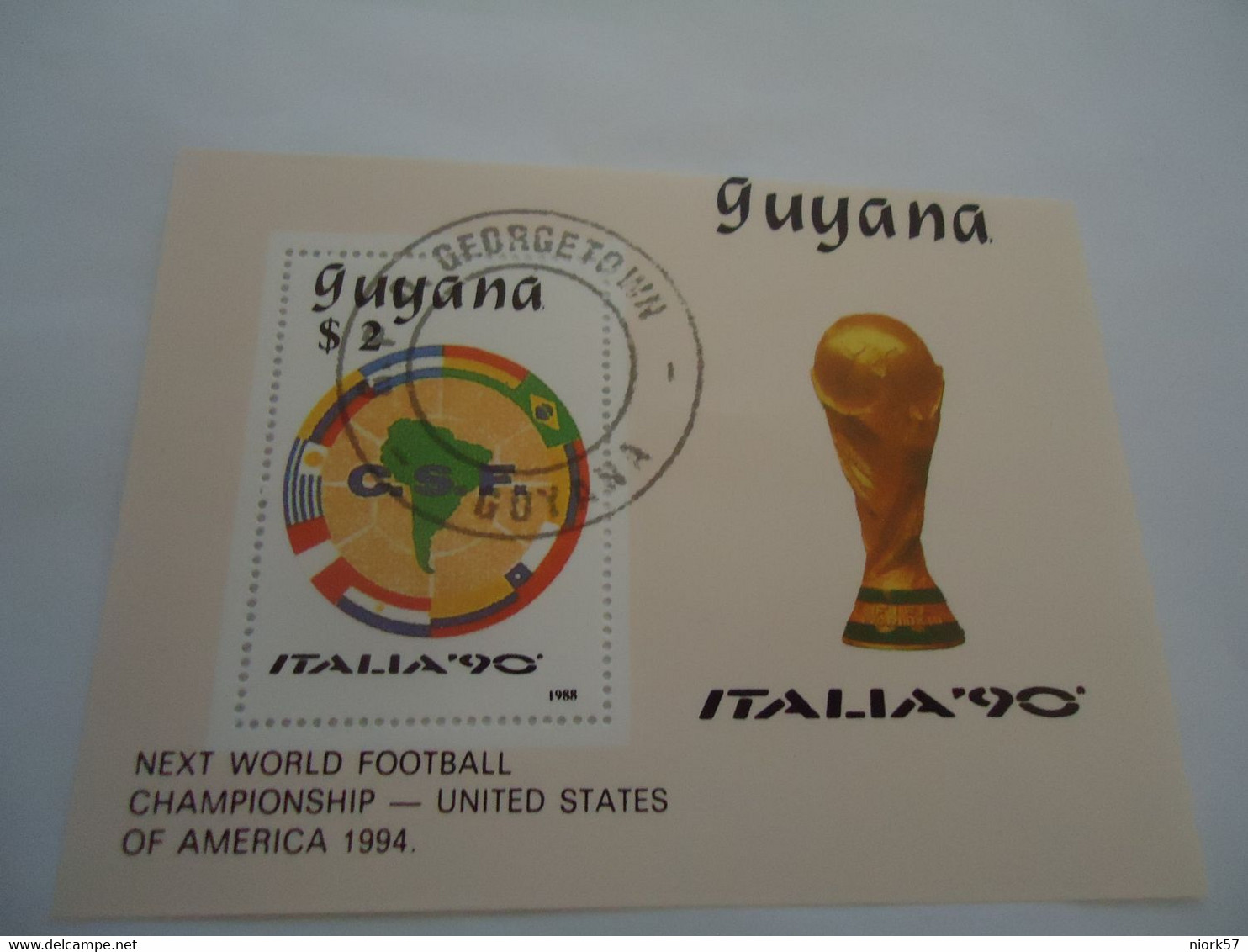 GUYANA USED  SHEET SPORTS   FOOTBALL ITALIA 90 - 1990 – Italie