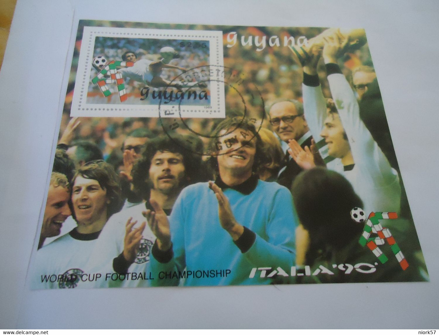 GUYANA USED  SHEET SPORTS   FOOTBALL ITALIA 90 - 1990 – Italie