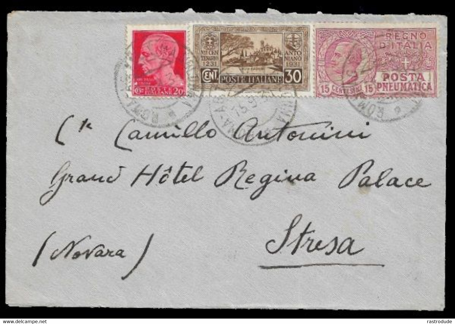 1931 ITALY - COVER POSTA PNEUMATICA - PNEUMATIC POST - ROHRPOST - Rohrpost