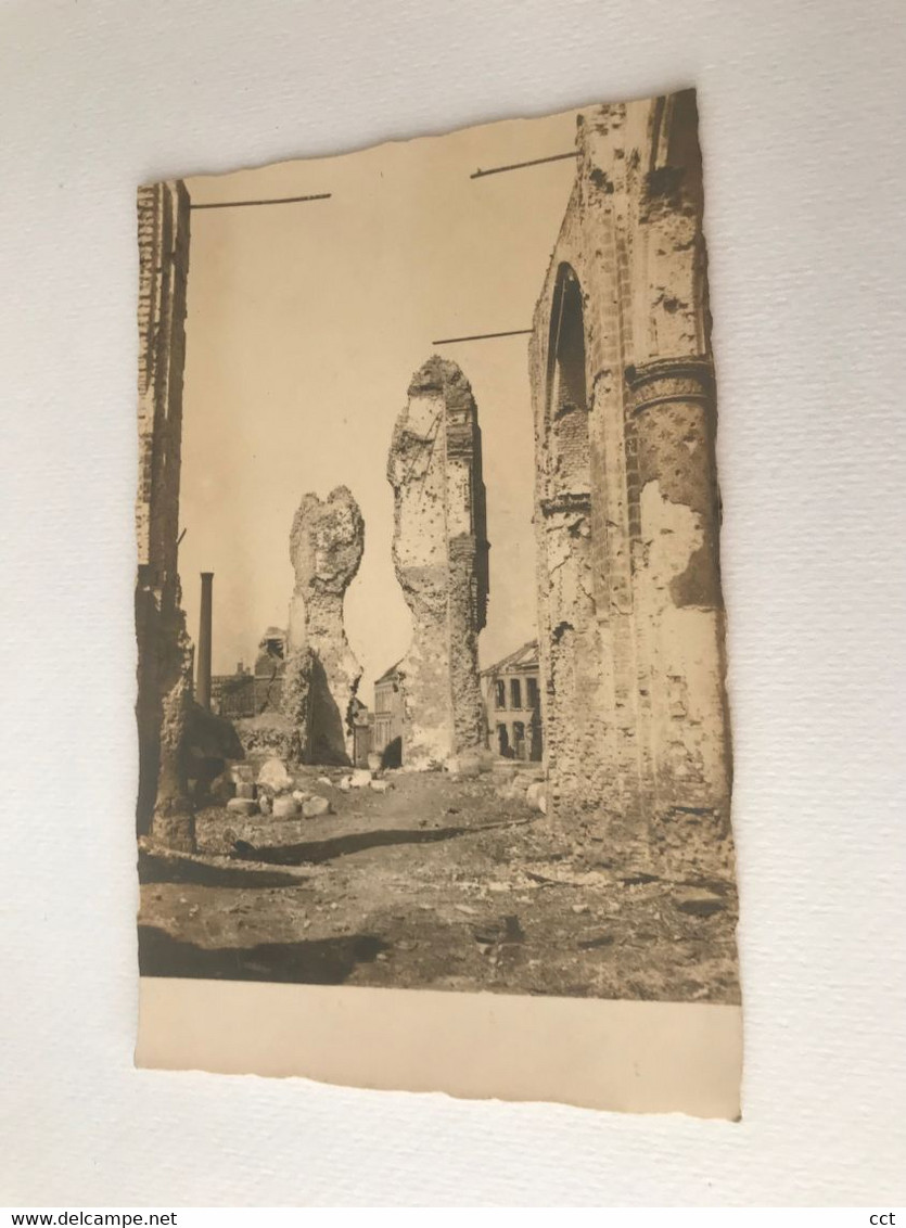 Reninge  Lo-Reninge   FOTOKAART Van De Vernielde Kerk Met Zicht Op Toren Van De Brouwerij - Lo-Reninge