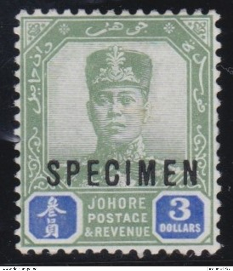 Johore     .      SG  .     122  Specimen  (2 Scans)       ,    *   .      Mint-hinged - Johore