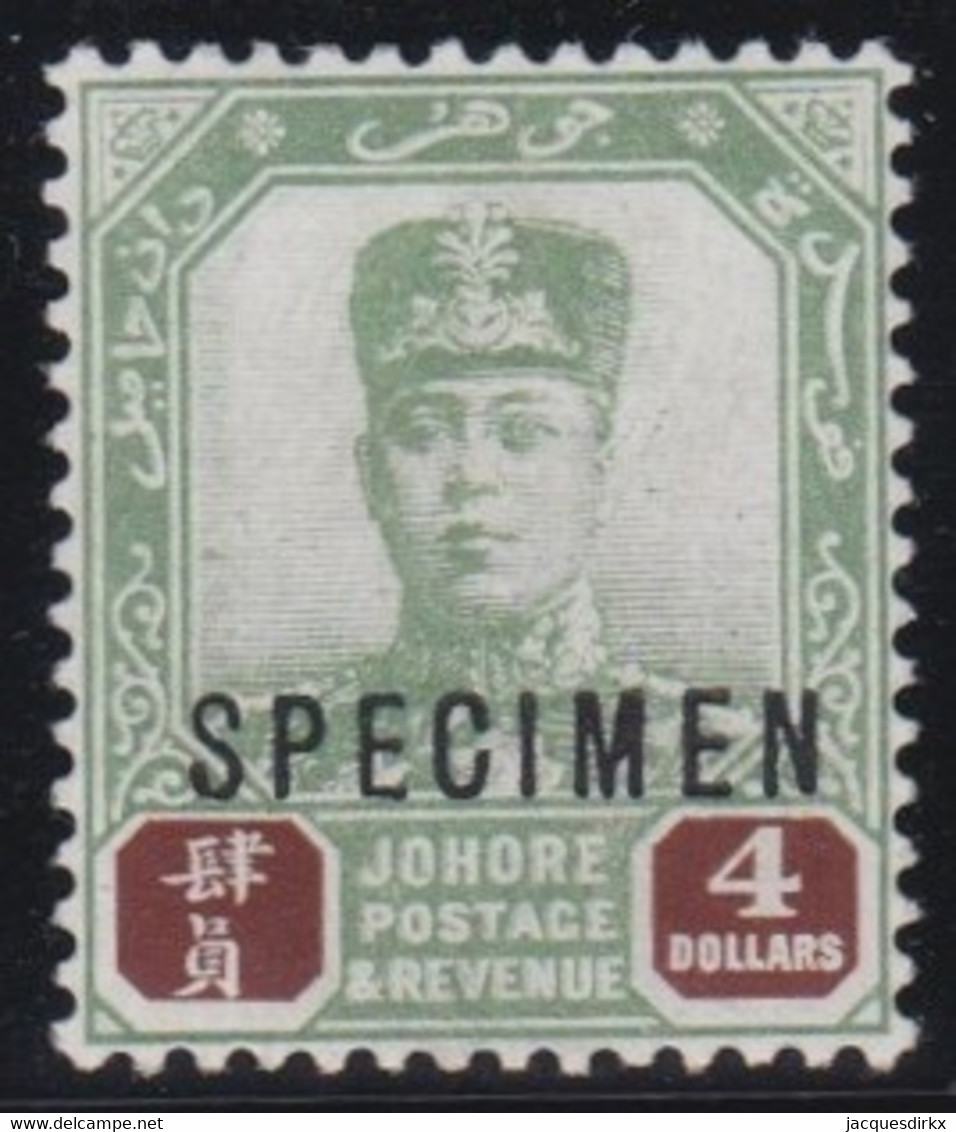 Johore     .      SG  .     123  Specimen  (2 Scans)       ,    *   .      Mint-hinged - Johore