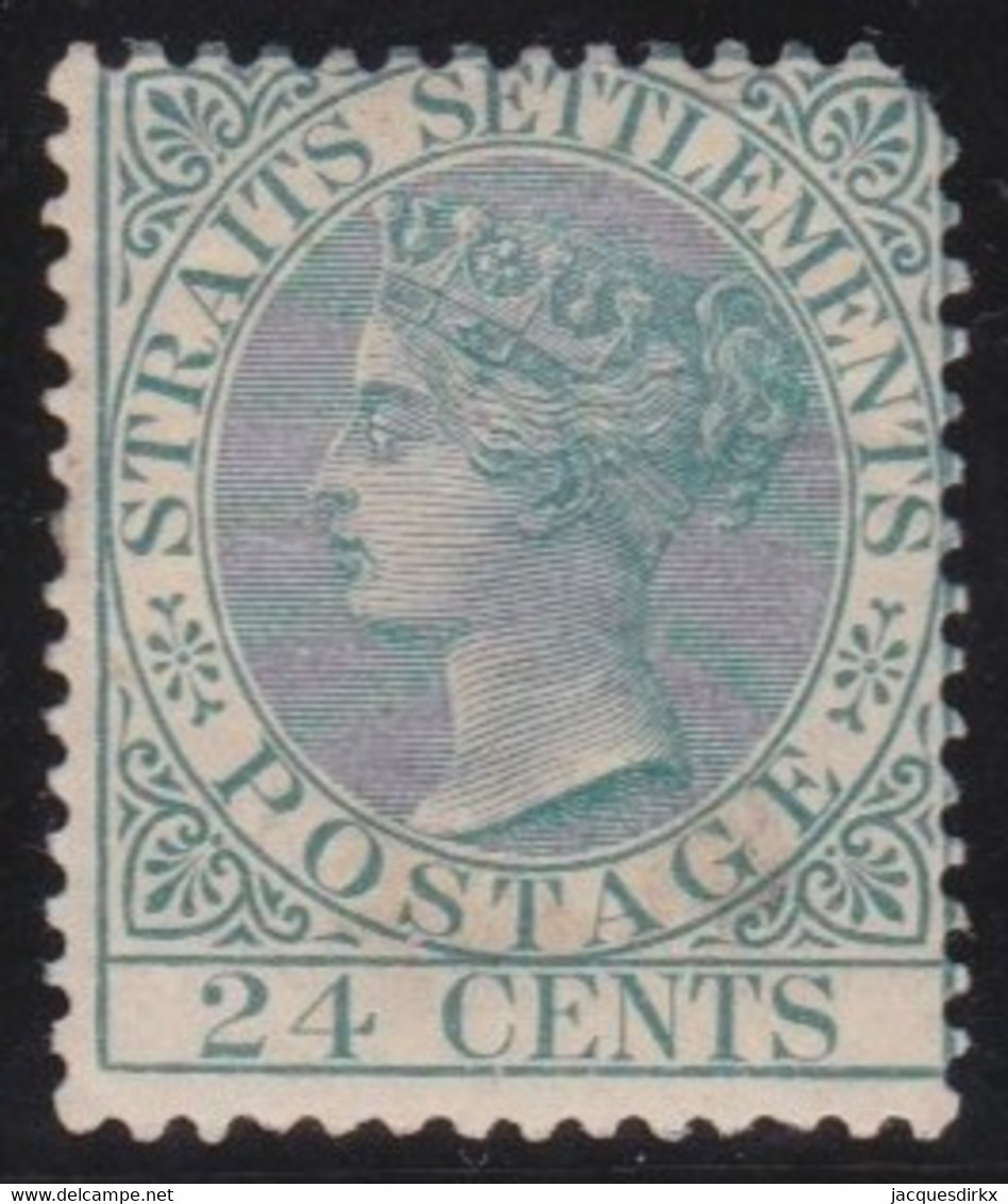 Straits  Settlements      .      SG  .   16  (2 Scans)    . One Short Corner  .  ,    *    .       Mint-hinged - Straits Settlements