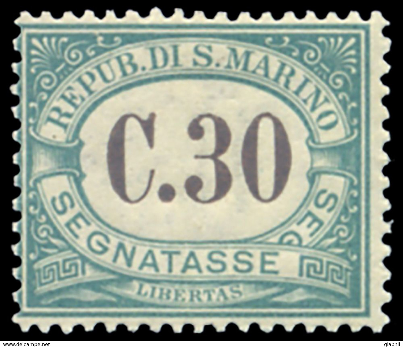 SAN MARINO 1897 SEGNATASSE 30 CENT. (Sass. 3) NUOVO INTEGRO ** OFFERTA! - Impuestos