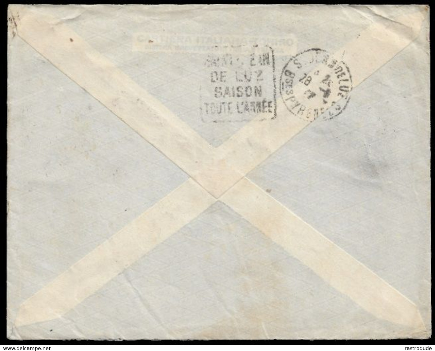 1929 ITALY - COVER POSTA PNEUMATICA - PNEUMATIC POST - ROHRPOST TO FRANCE - SCARCE - Rohrpost