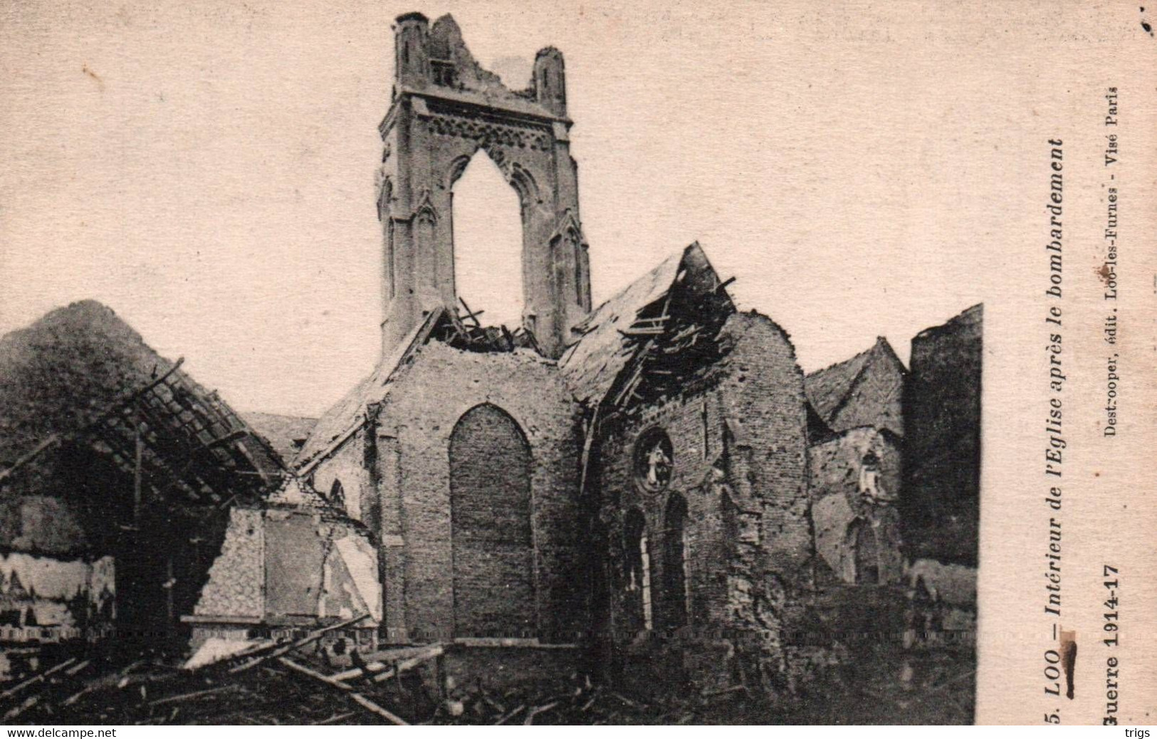 Loo (1914-1917) - Intérieur De L'Église Après Le Bombardement - Lo-Reninge