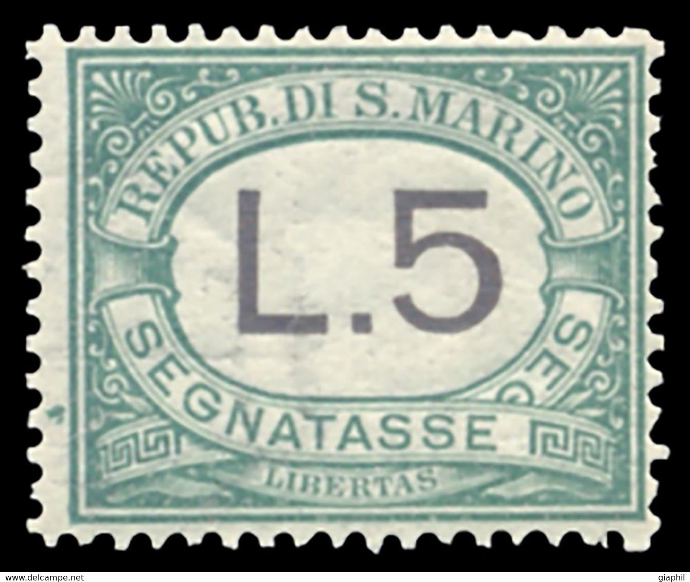 SAN MARINO 1924 SEGNATASSE 5 LIRE (Sass. 17) NUOVO INTEGRO ** OFFERTA! - Portomarken