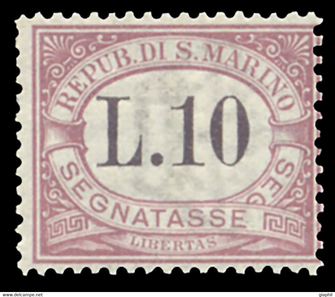 SAN MARINO 1897 SEGNATASSE 10 LIRE (Sass. 9) NUOVO INTEGRO ** OFFERTA! - Portomarken