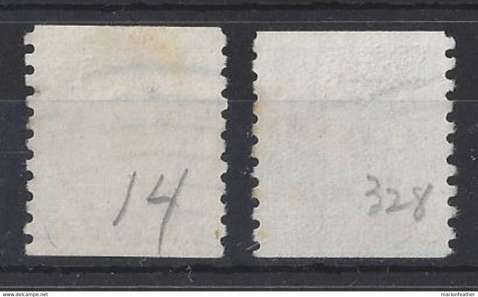 CANADA...KING GEORGE V..(1910-36.)...TWO COIL STAMPS ,ONE SHOWING RED LINE ON LEFT....USED... - Coil Stamps